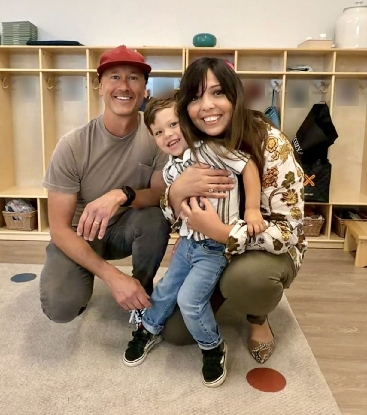 Kristian, his wife Zeinab, and their son Easton at Easton's school