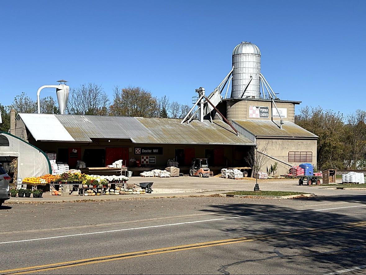 The Dexter Mill’s grain building and silo