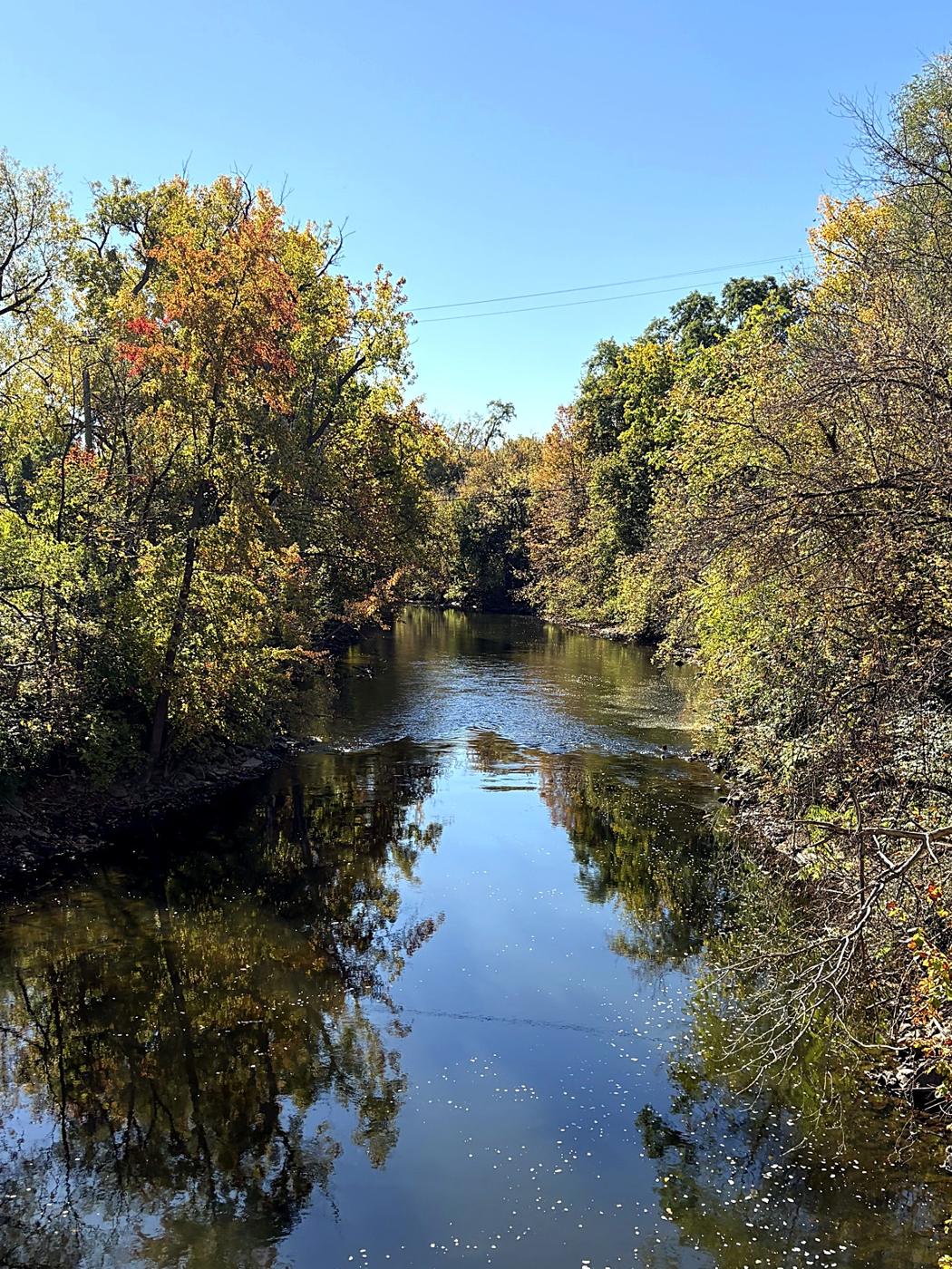Fall color reflected in the Huron River in Ypsilanti